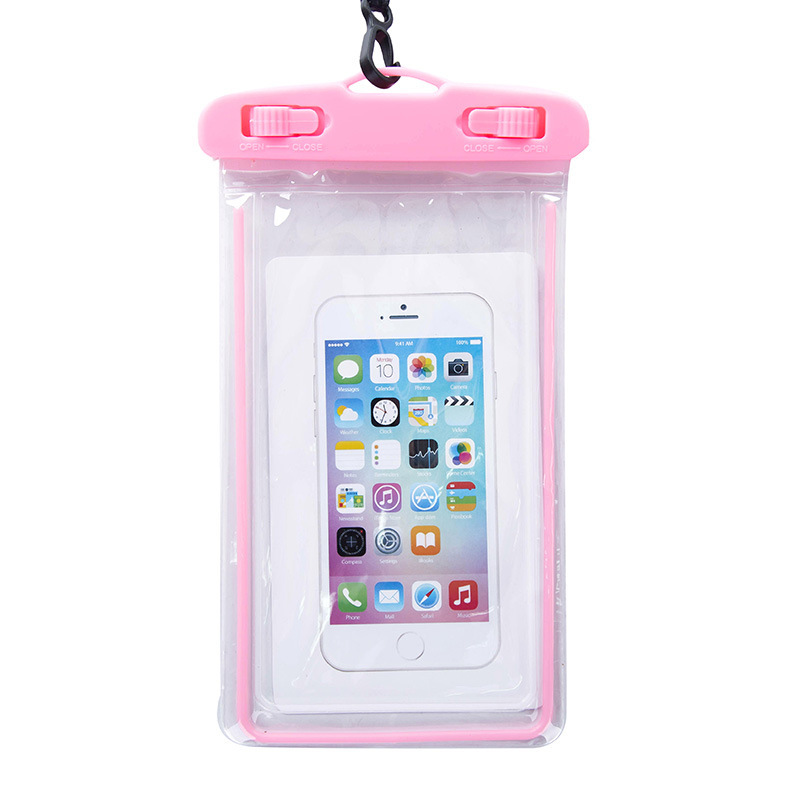 Beach rafting funda impermeable luminosa funda protectora venta al por mayor bolsa de natación bolsa de aire bolsa impermeable para teléfono móvil táctil 3 capas grande