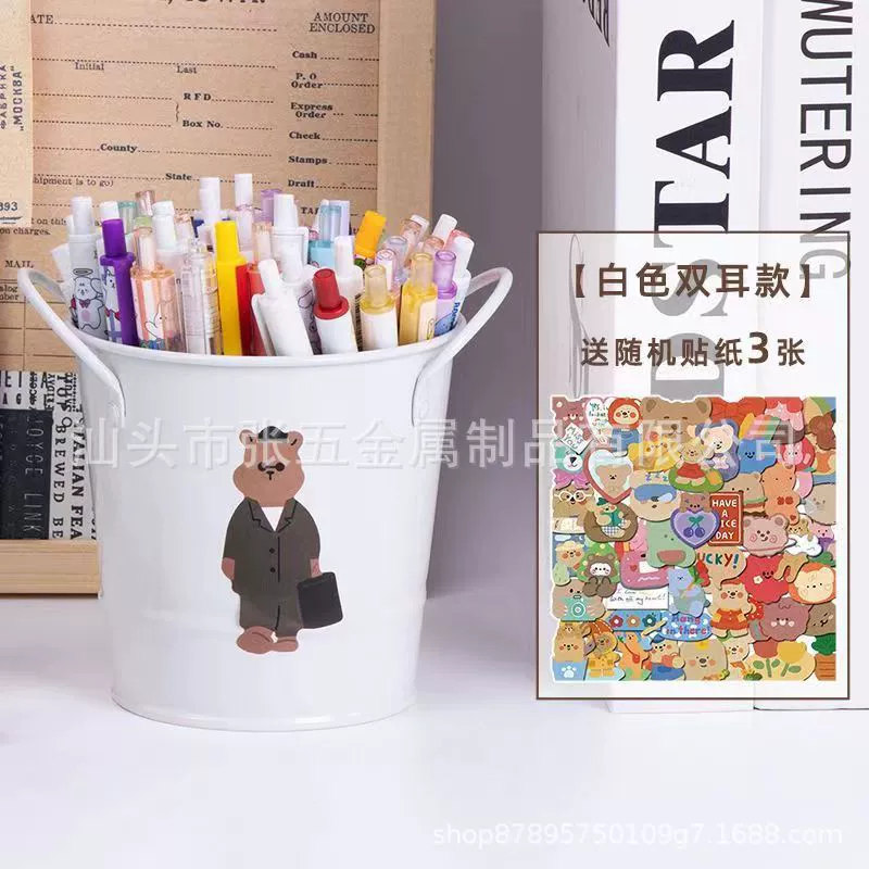 Источник Фабрика Оптовая продажа ins Iron Art Канцелярские принадлежности Держатель для ручек Студенческое общежитие Настольный держатель для хранения Косметическая кисть Ведро