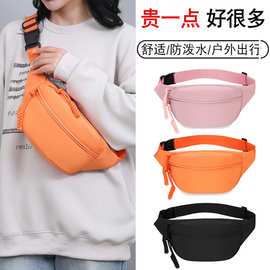 帆布休闲小包包女2024新款潮斜挎包运动胸包百搭布包女士腰包女式