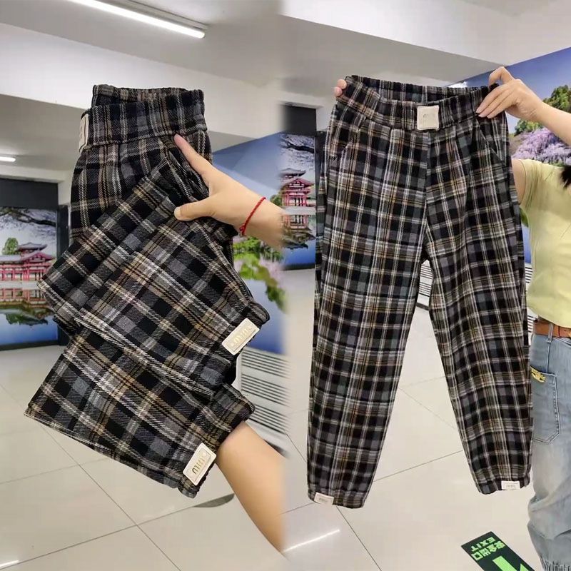 가을과 겨울 새로운 빈티지 PRELLIS 바지 기모 두꺼운 패션 모든 경기 캐주얼 바지 느슨한 높은 허리 할란 바지