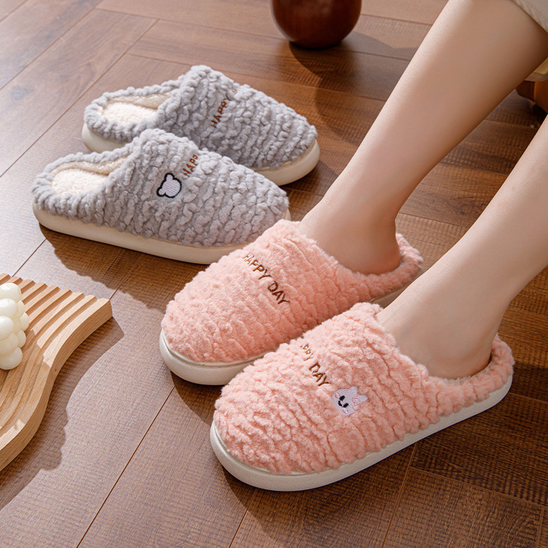 Cotton Slippers for Men and Women, Suitable for Autumn and Winter, Comfortable for Outdoor Wear, Warm for Indoor Use, Suitable for Couples, Thickened, Non-Slip, Casual