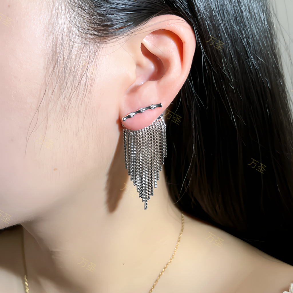 1 Pair Simple Style Solid Color Tassel Copper Drop Earrings display picture 1