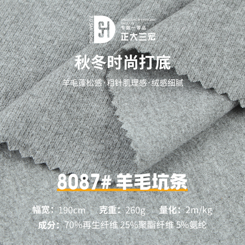 40 Count Wool Pit Strips 260g Minnie Textured Double-sided Plush Fabric Autum Warm Bottoming Shirt Fabric