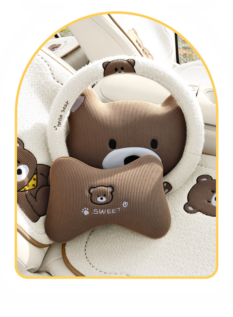 Car Seat Cushion Autumn and Winter Short Plush Cartoon Cute Seat Cover Warm Single Piece Rear Seat Universal for Men and Women Half Cover