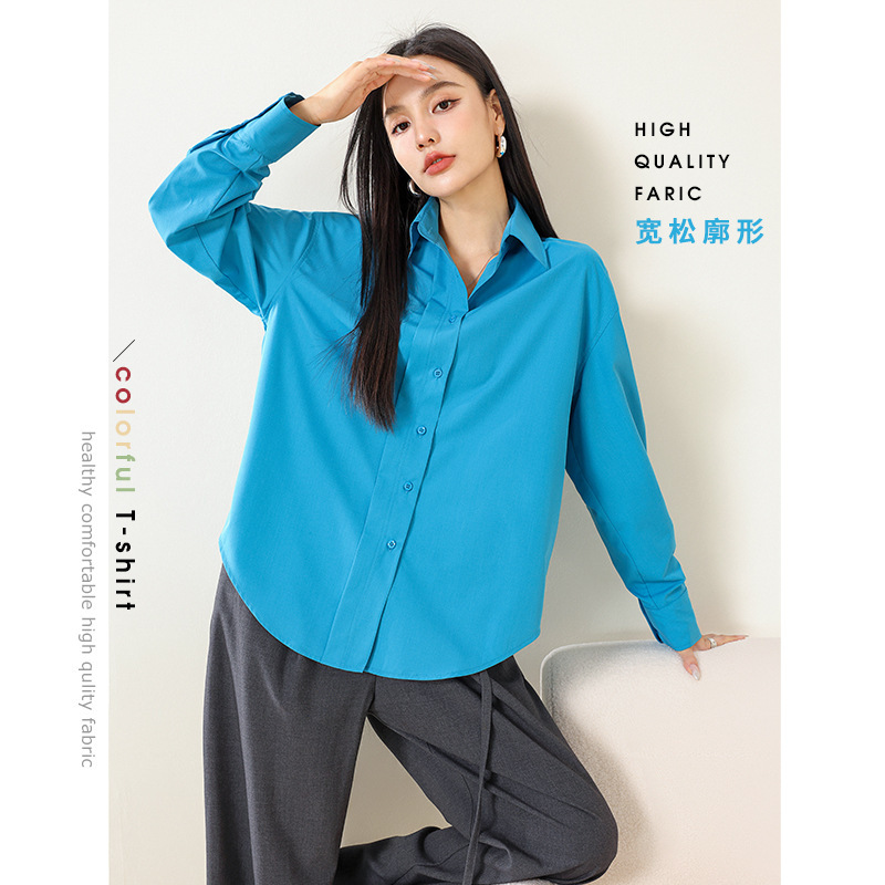 23 Autumn New Women's Corrugated Shirt French Wide Placket Profile Loose Casual Shopping Shirt for Women