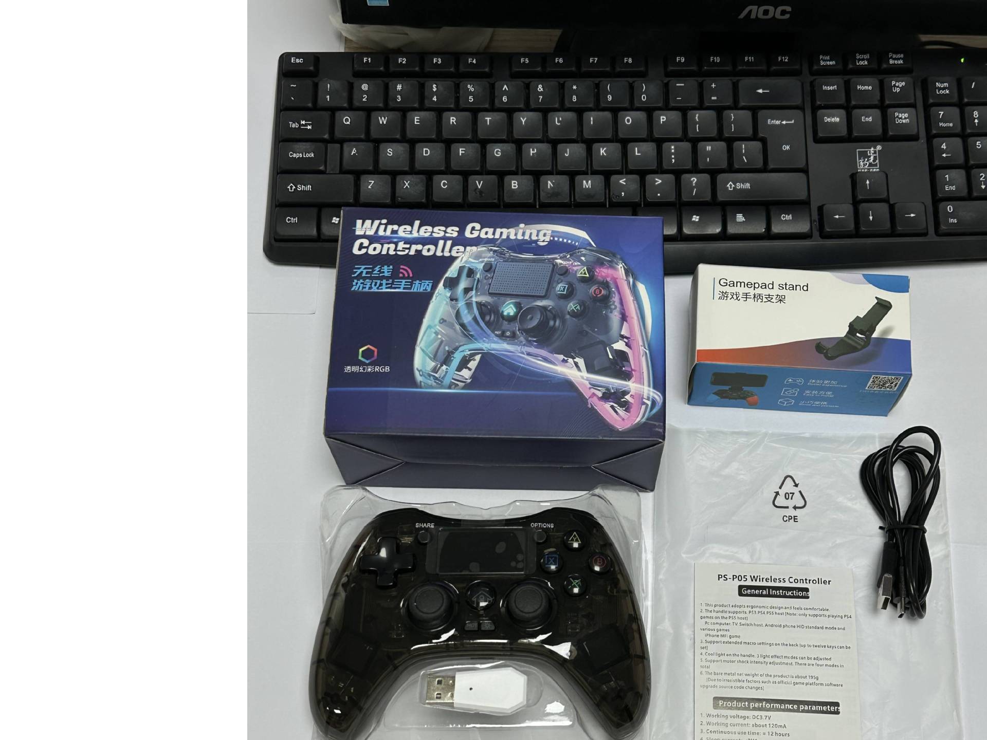 Fábrica al por mayor PS4 modelo privado transparente RGB inalámbrico 2,4g Bluetooth GamePad PC ordenador NS TV PS Android