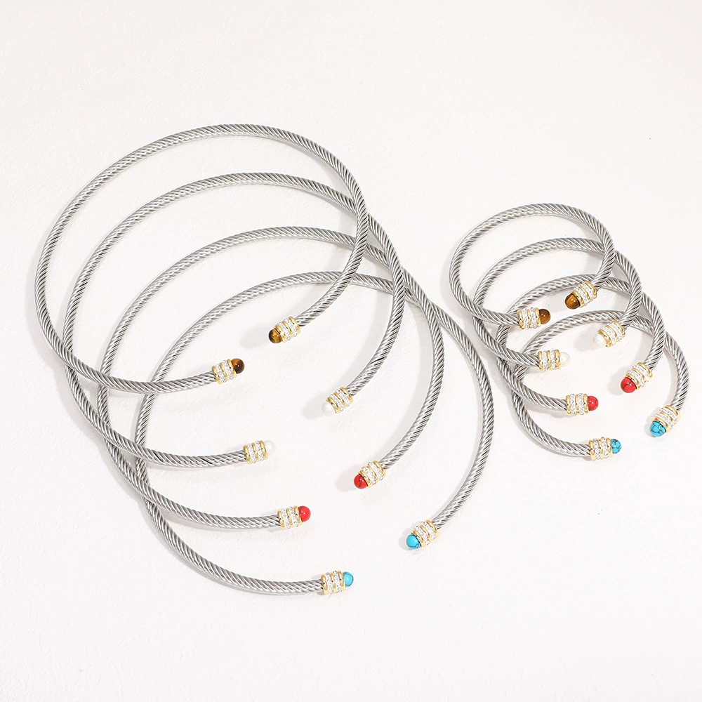 Женский браслет-воротник из нержавеющей стали с цирконами в европейском и американском стиле, модный уличный хип-хоп ожерелье, бирюзовый браслет