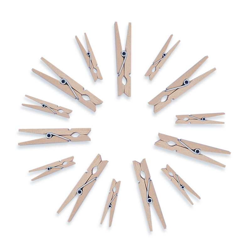 Ventas directas de fábrica 2.5 ~ 7,2 cm, clip de madera de color de madera, clip de almacenamiento, clip de foto de clip de madera pequeño, artesanía de madera