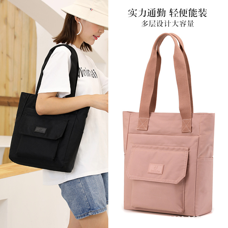 Canvas Women's Shoulder Bag Fashionable Nylon Versatile Large Capacity Tote Bag Korean Style Portable Shopping Bag Wholesale Casual Style