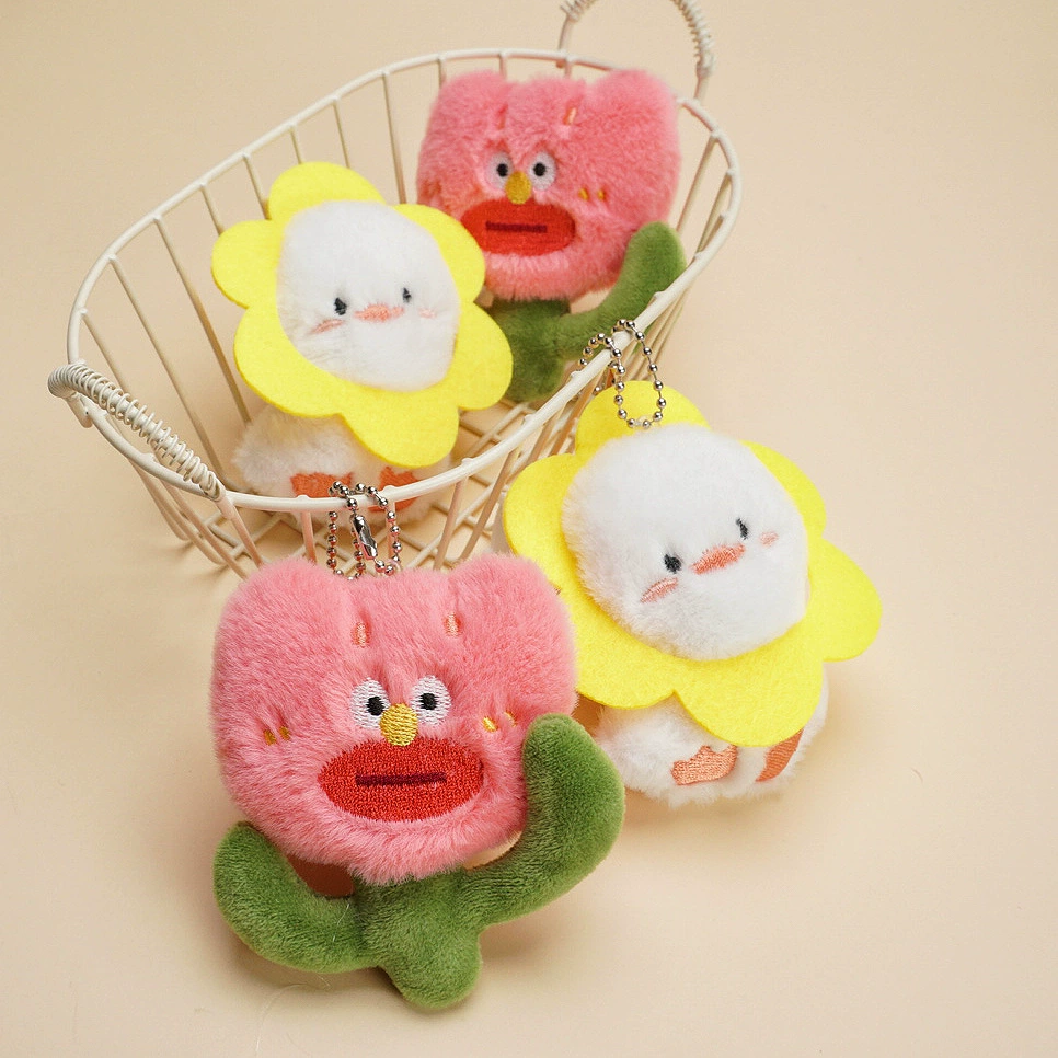 Сетка красный мультфильм плюшевая солнечная утка большой рот тюльпан цветочная брошь студенческая школьная сумка подвеска подарок аксессуары для одежды