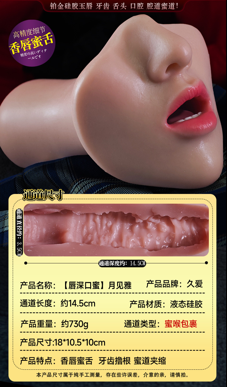 Manual Oral Replica Masturbation Cup with Liquid Silicone Mouthpiece for Men — detail image 20