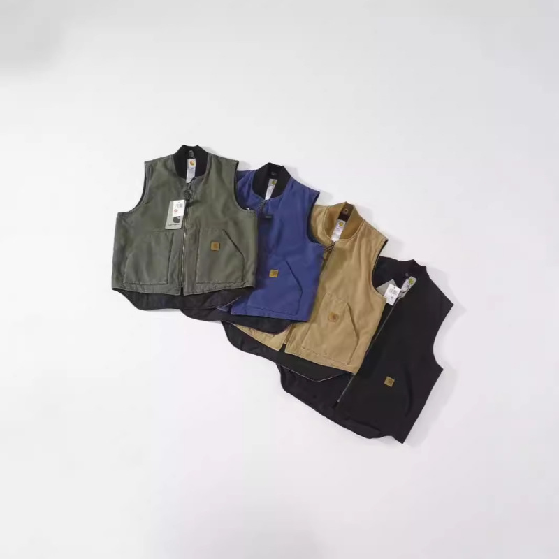 Car Cardigan V02 Heavy-Duty Washed Thick Quilted Cotton Vest with Diamond Pattern, Thin Cotton Casual Simple Vintage Style Loose Fit