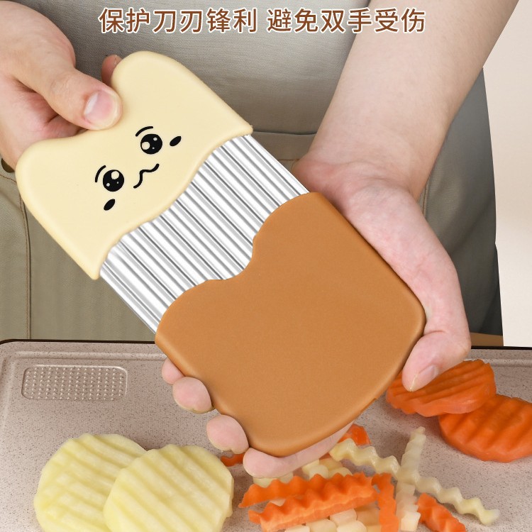 Cuchillo ondulado de acero inoxidable cuchillo de patata de dientes de lobo cuchillo ondulado multifuncional para cortar patatas cuchillo ondulado de cocina para cortar verduras domésticas Yangjiang