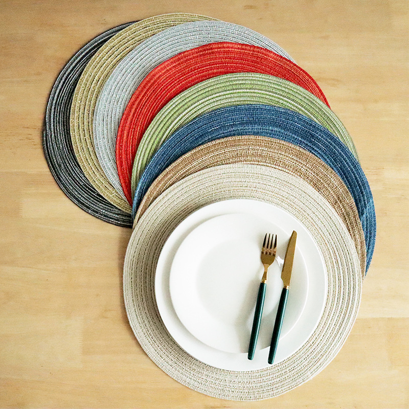 Household Scandinavian Style Cotton Gauze Round Placemat Insulation Mat Restaurant Anti-Scalding Mat Coaster Plate Mat Western Food Table Mat