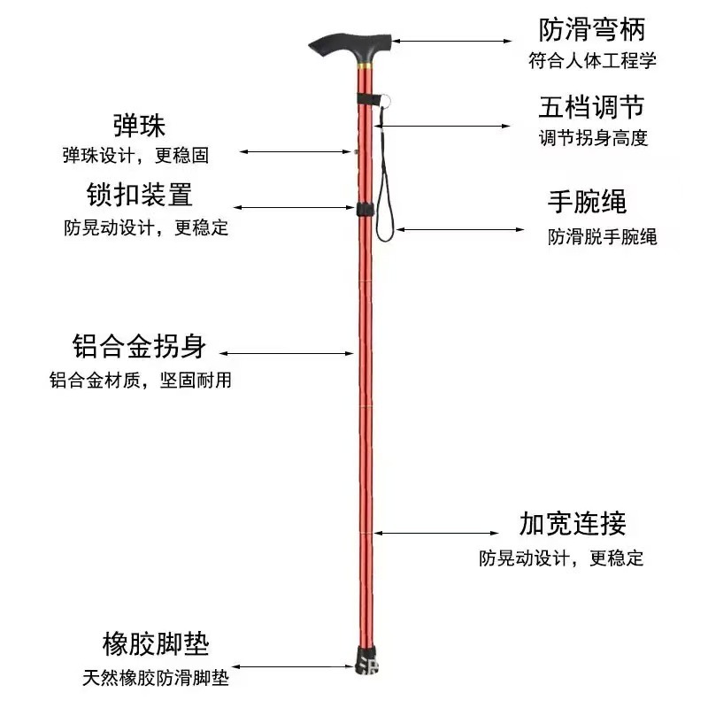 新しいハイキングステッキ、折りたたみ式、伸縮式、ポータブル、持ち運び杖、高齢者向けの多機能伸縮式杖|undefined