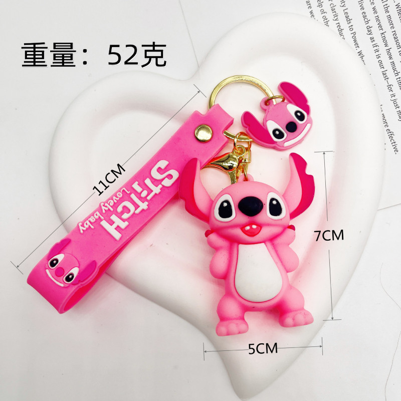 クロスボーダーのかわいいスティッチキーホルダー、シリコン製人形、リロ＆スティッチキーチェーン、ネットで話題の小物卸売|undefined