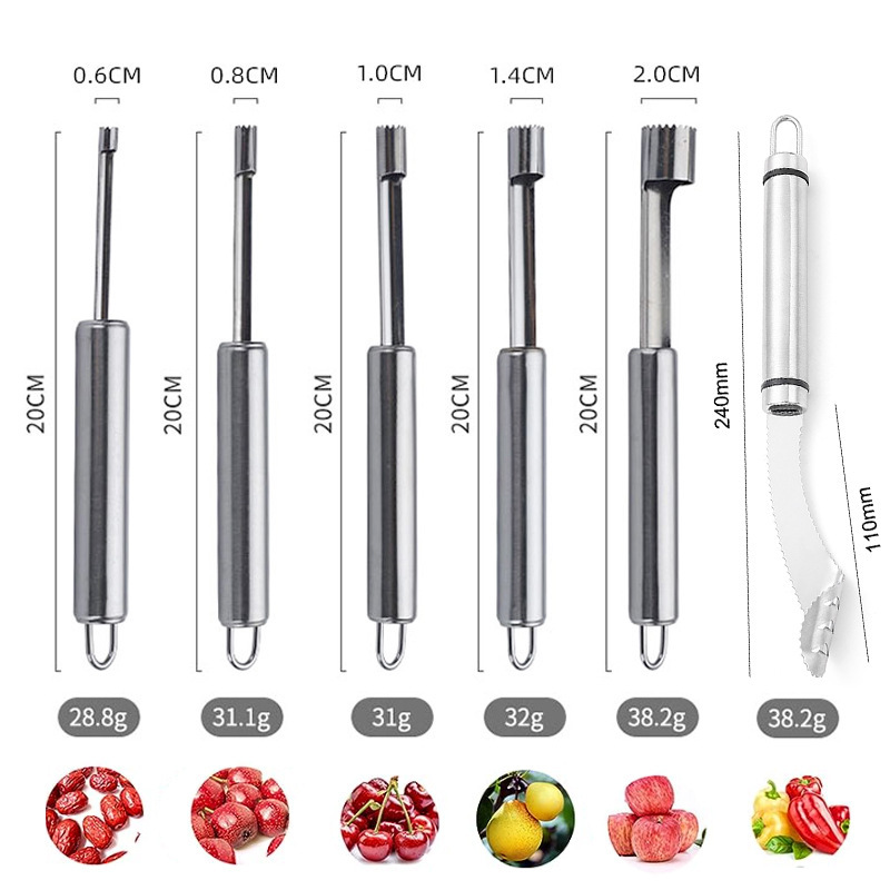 果物野菜多機能ステンレス製の核除去器6点セット|undefined