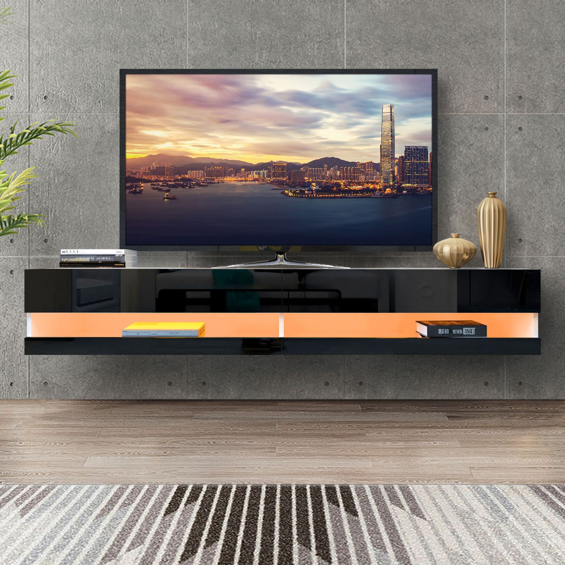 Moderno minimalista TV de madera gabinete mesa de té combinación hotel B & B sala de estar en casa pequeño apartamento visual gabinete