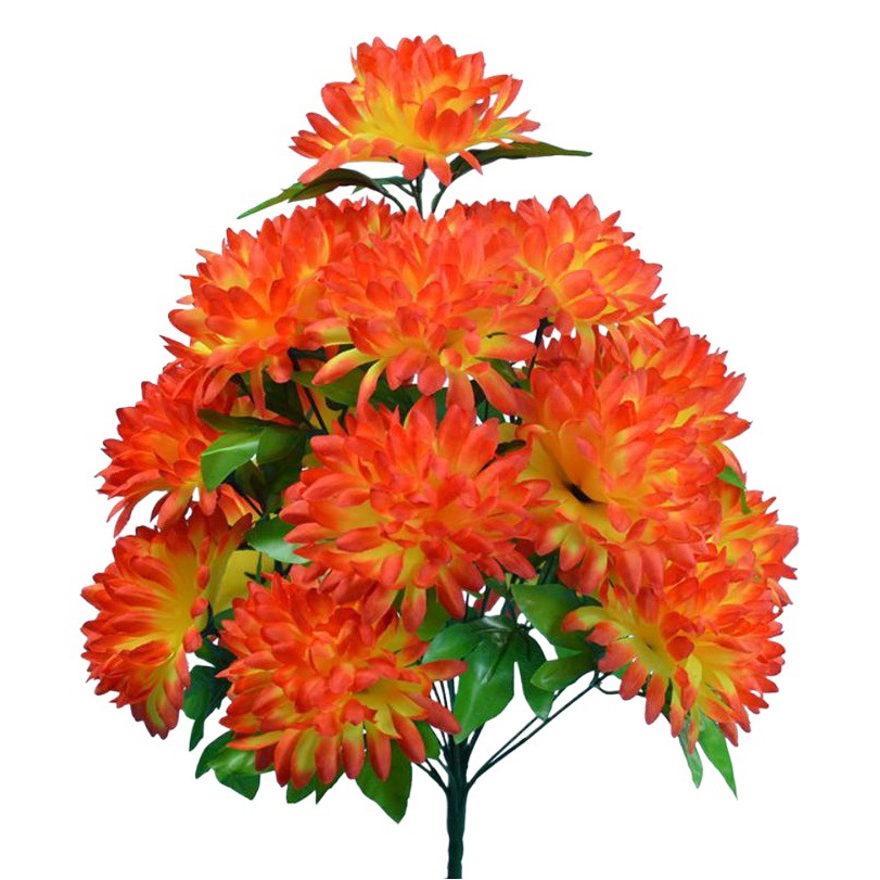 Venta al por mayor de flores artificiales: grandes ramos de flores Qingming para culto, flores de seda, ramos de crisantemo de 18 flores y arreglos florales artificiales.