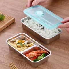 卸売りの韓国式の箱のステンレスの新鮮な箱は蓋の軽食の箱の調味料の皿を持って蓋の分格のキムチの箱の弁当箱を持ちます。