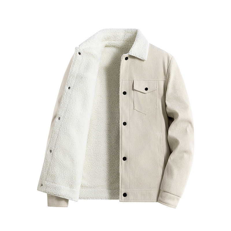 Men's Heavyweight Fleece Sherpa Jacket - Winter Warm Lined Coat With Stand Collar, Casual Streetwear For Urban Style_voghion.com