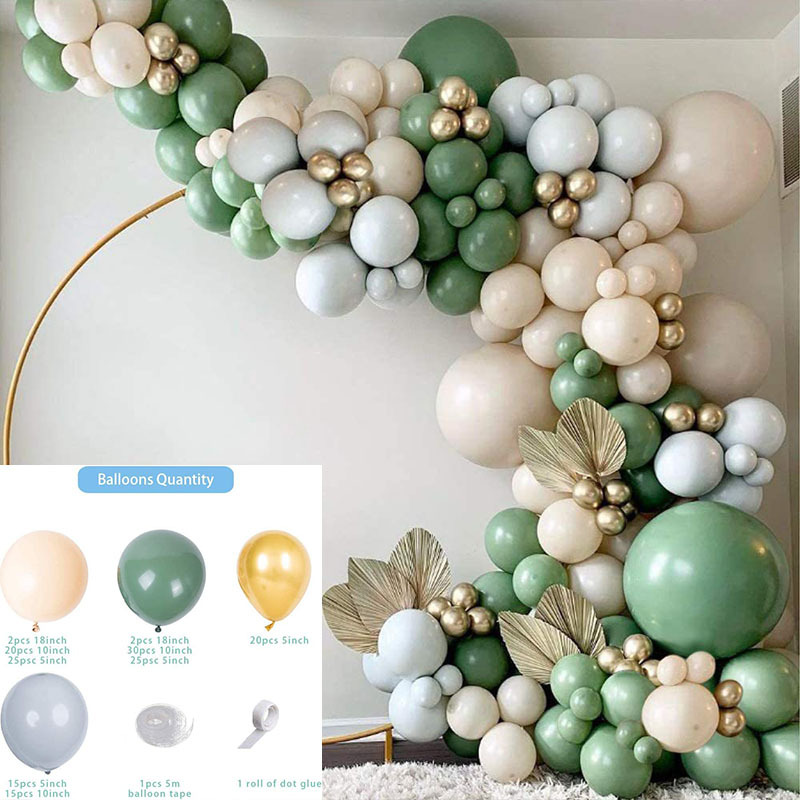 Amazon cumpleaños globo decoración suministros de diseño de boda fiesta de inauguración set de globo cadena de globo verde