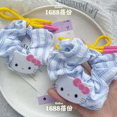 韓国ファッションかわいいキティ猫ヘアバンド甘い女の子ブルーストライプヘアロープポニーテールヘアゴムバンド