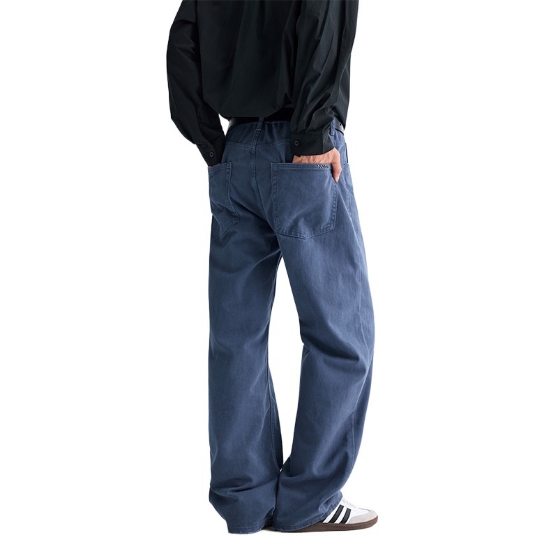 Pantalones Casuales Rectos de Algodón para Hombre Lavados Corte Holgado para Uso Casual