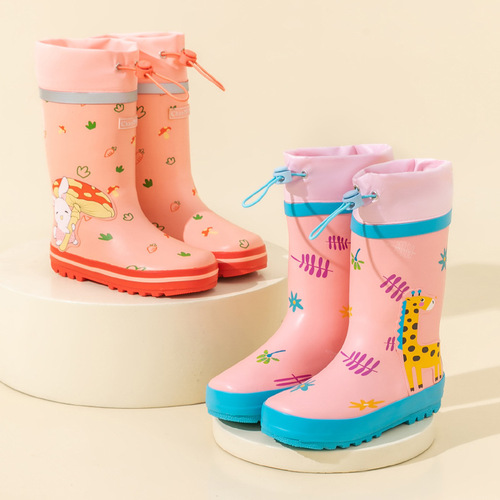 Kids' Rain Shoes for Boys: Long-Style Non-Slip Rain Boots; Lightweight Water Shoes for Girls, Babies, and Older Children; Student-Grade Waterproof Rubber Shoes