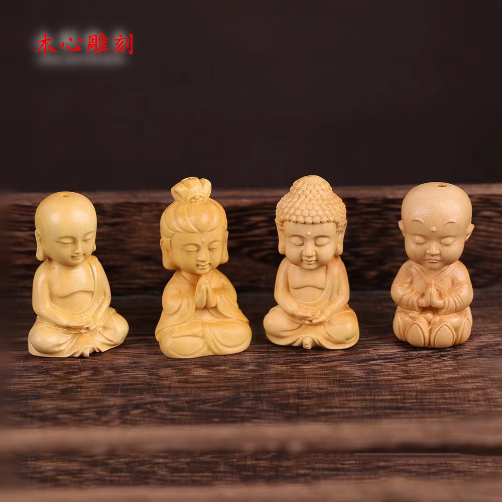 Billing wood carving small Buddha woodcarving crafts DIY car pendant…