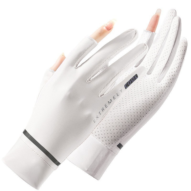 Guantes de protección solar para mujeres Protección UV Seda de hielo Guantes de pantalla táctil dedo completo conducción delgada equitación pesca fugas guantes de dedo