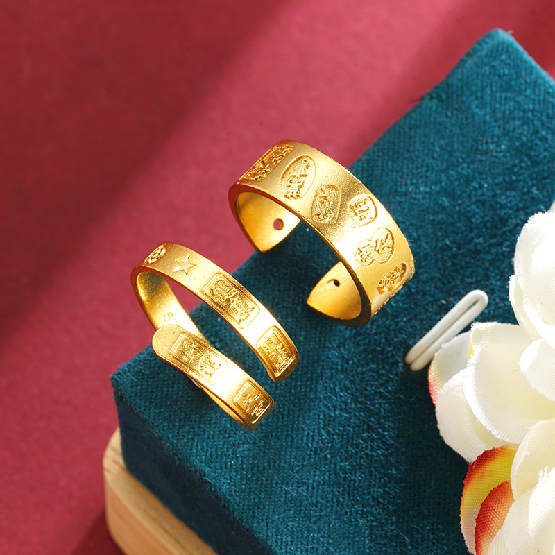 Anillo abierto auspicioso de Vietnam Sha Jin girar buena suerte aleación de cobre no se desvanecerá anillo fábrica de joyas al por mayor