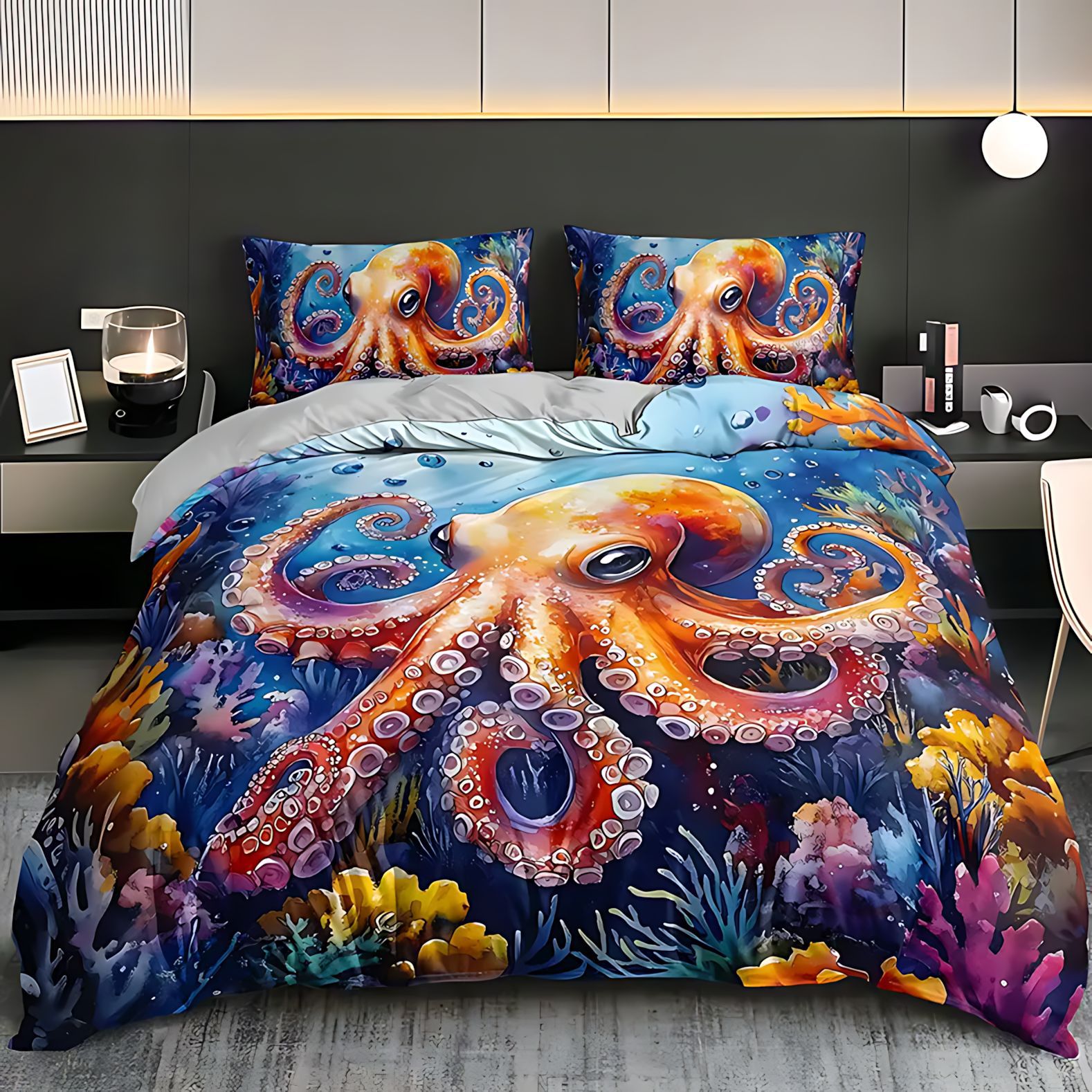 TEMU / JIT nuevos productos transfronterizos lindos pie de pulpo cubierta de colchón conjunto fuente de ropa de cama fabricantes