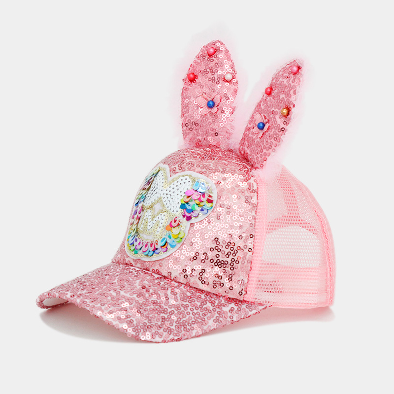 Children Unisex Cute Bunny Ears Sequins Curved Eaves Ivy Cap display picture 1