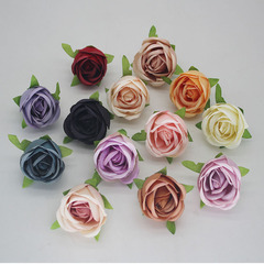 diy手工材料仿真花 帶葉珍珠玫小花苞 家居裝飾4.5厘米絹布玫瑰花