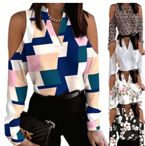 2025 Independent Wish Amazon New Long Sleeve Shoulder Long Sleeve Printed Shirt Shirt