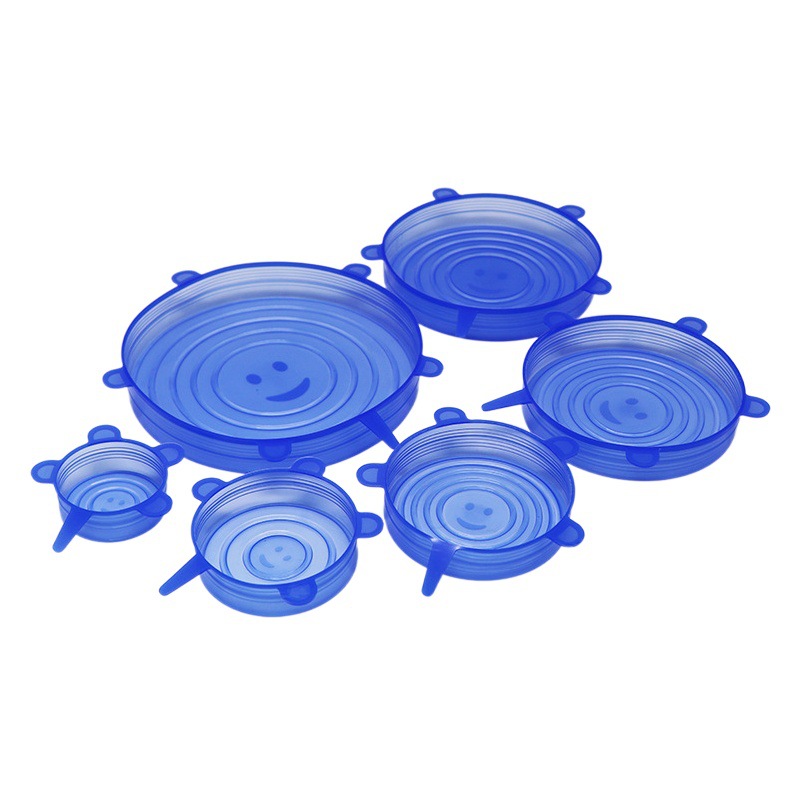 Six-piece set silicone fresh-keeping cover stretch bowl cover dustproof silicone fresh-keeping cover smiley face sealing cover fresh-keeping film