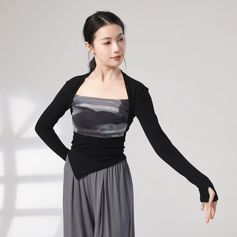 Одежда для классического танца для женщин, осенне-зимняя одежда для тренировок в китайском стиле, танцевальная одежда, одежда для современных танцев, топы с длинными рукавами