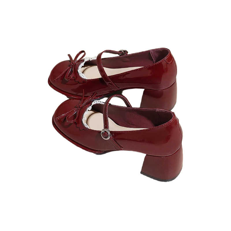 Zapatos de mujer de estilo francés de primavera y verano de 2026 nuevos zapatos de arco grueso con talón de boca superficial para mujeres