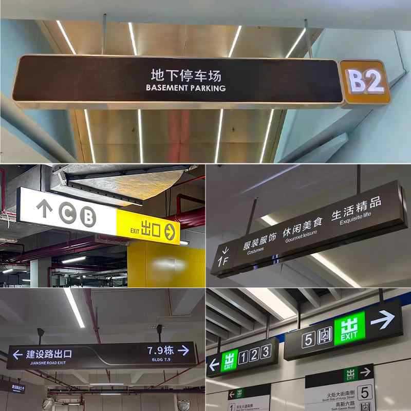 地下车库吊牌灯箱超市商场医院发光指示牌镂空悬挂双面导向牌