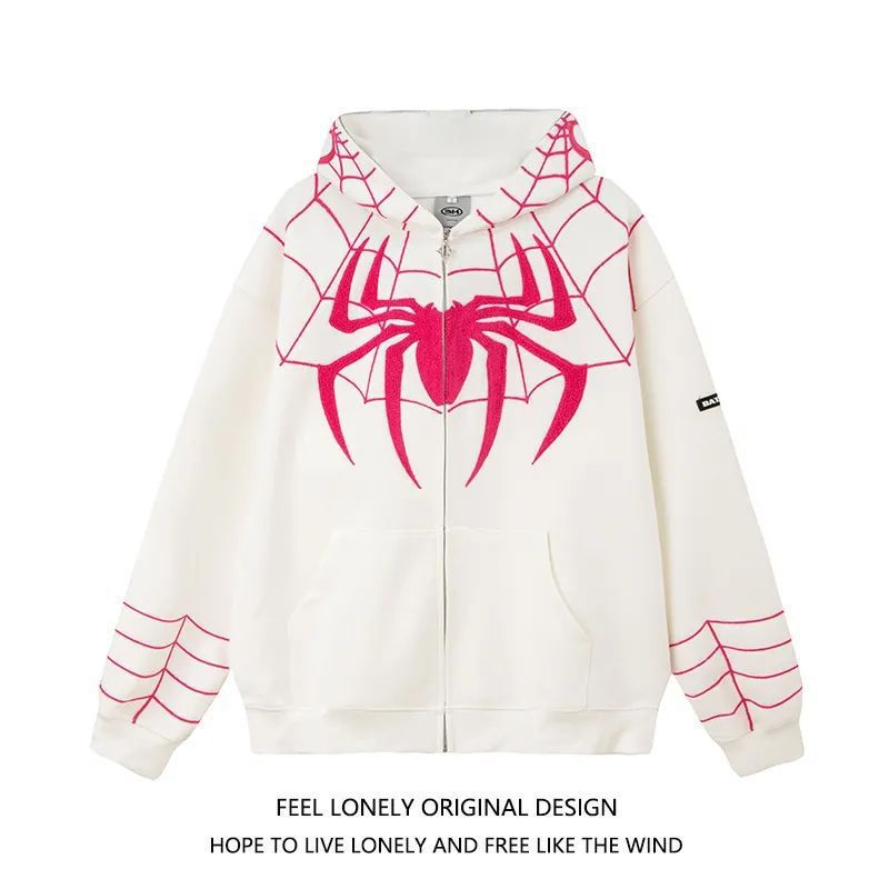 Plus Size Chinese Style 3D Printed Spider Hooded Sweatshirt Jacket for Men and Women Loose Oversize Couple Shirt Top Versatile