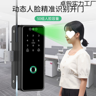 Office Glass Door Face Recognition Smart Fingerprint Lock Double Opening Single Opening Double Door Electronic Password Door Lock