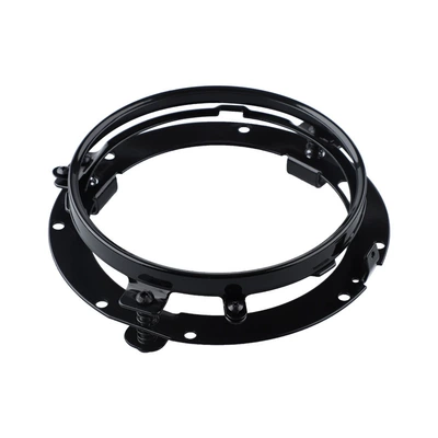 Harley Glide 7-inch Wrangler headlight modification bracket round spray paint plating headlight fixing bracket (Light frame) - black