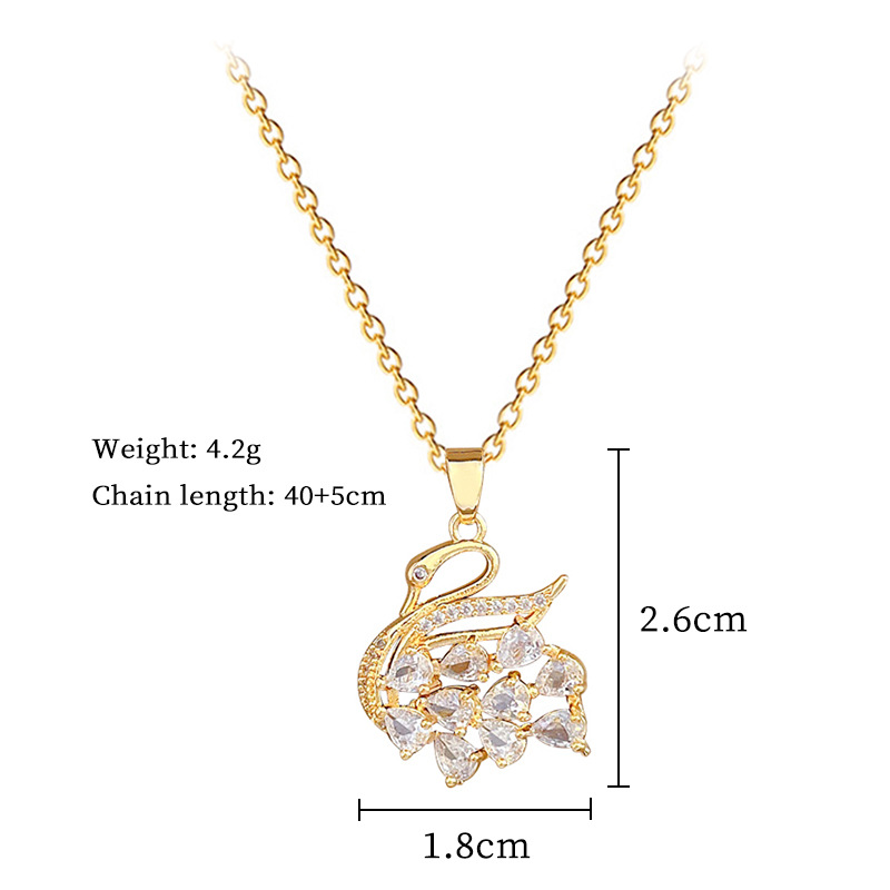 Collana Full Diamond Fried Hair Swan Light Luxury Temperament Gorgeous Full Diamond Chain Female Versatile Collane Chain Titanium Steel Chain_voghion.com
