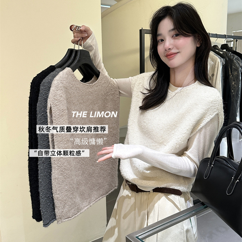 thelimon柠檬绿茶小个子无袖针织背心女2025秋季叠穿坎肩显瘦上衣|undefined