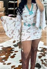 欧美2023跨境独立站民族西部风喇叭袖V领上衣中裙