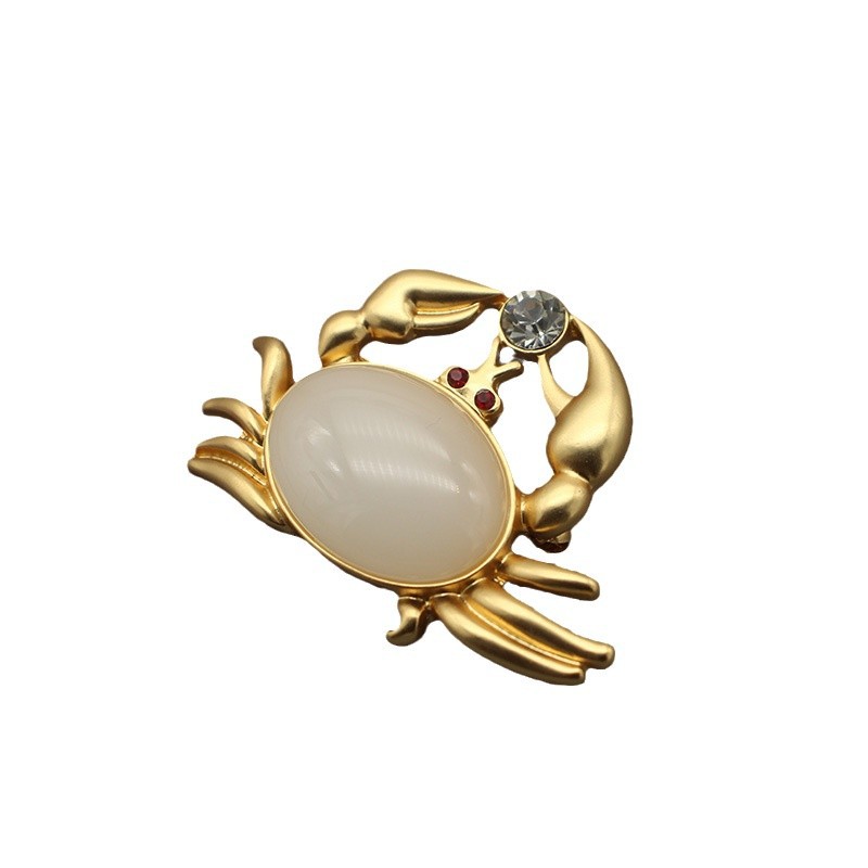 (2개) 유럽과 미국의 중간 고대 게 브로치 화이트 컬러 유약 귀여운 액세서리가 돈을 크랩 브로치를 만들기 위해 세계를 횡단합니다.