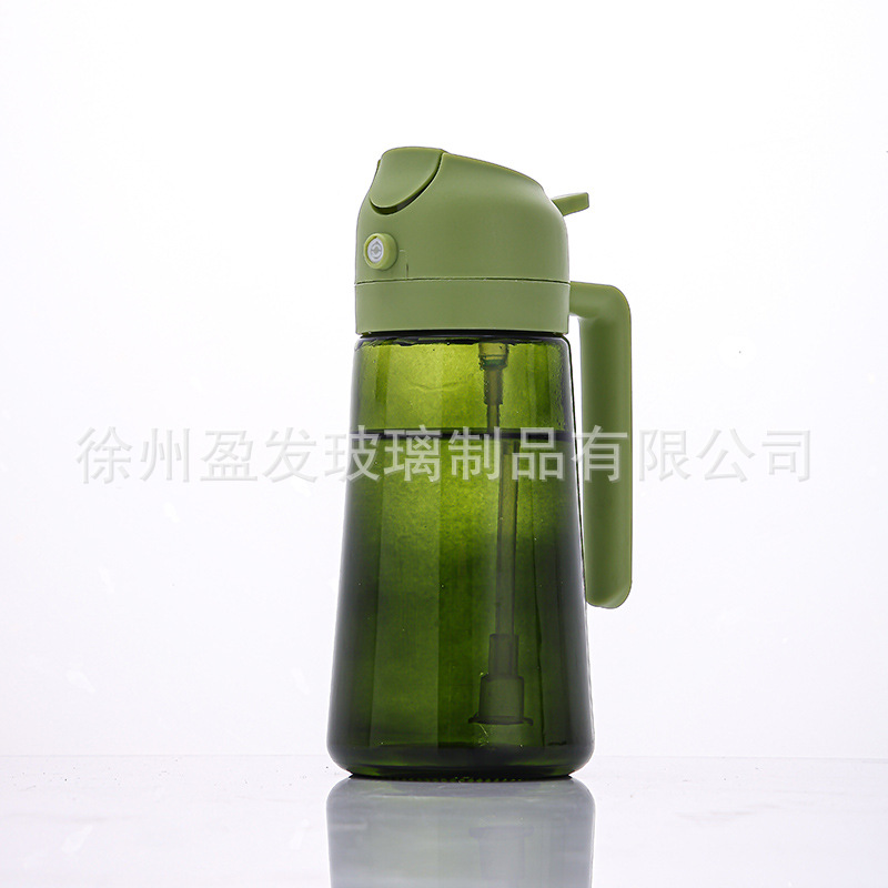 Olla de aceite de doble propósito rociada con vidrio de 470ml, botella de aceite de gran capacidad para el hogar, olla de aceite atomizado sin aceite colgante tipo prensa de cocina