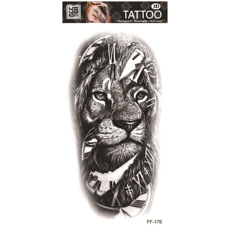 Yuanhua fábrica de pegatinas de tatuaje a prueba de agua en stock al por mayor cabeza de Lobo tótem texto árabe tatuaje pegatinas suministro transfronterizo