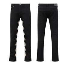 LOSTSHDWS LOGO JEANS��Ůͬ���������ݴ���LOGOƴ��ţ�п㳤�㳱